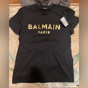 Balmain T-Shirt black with gold size medium with receipt new